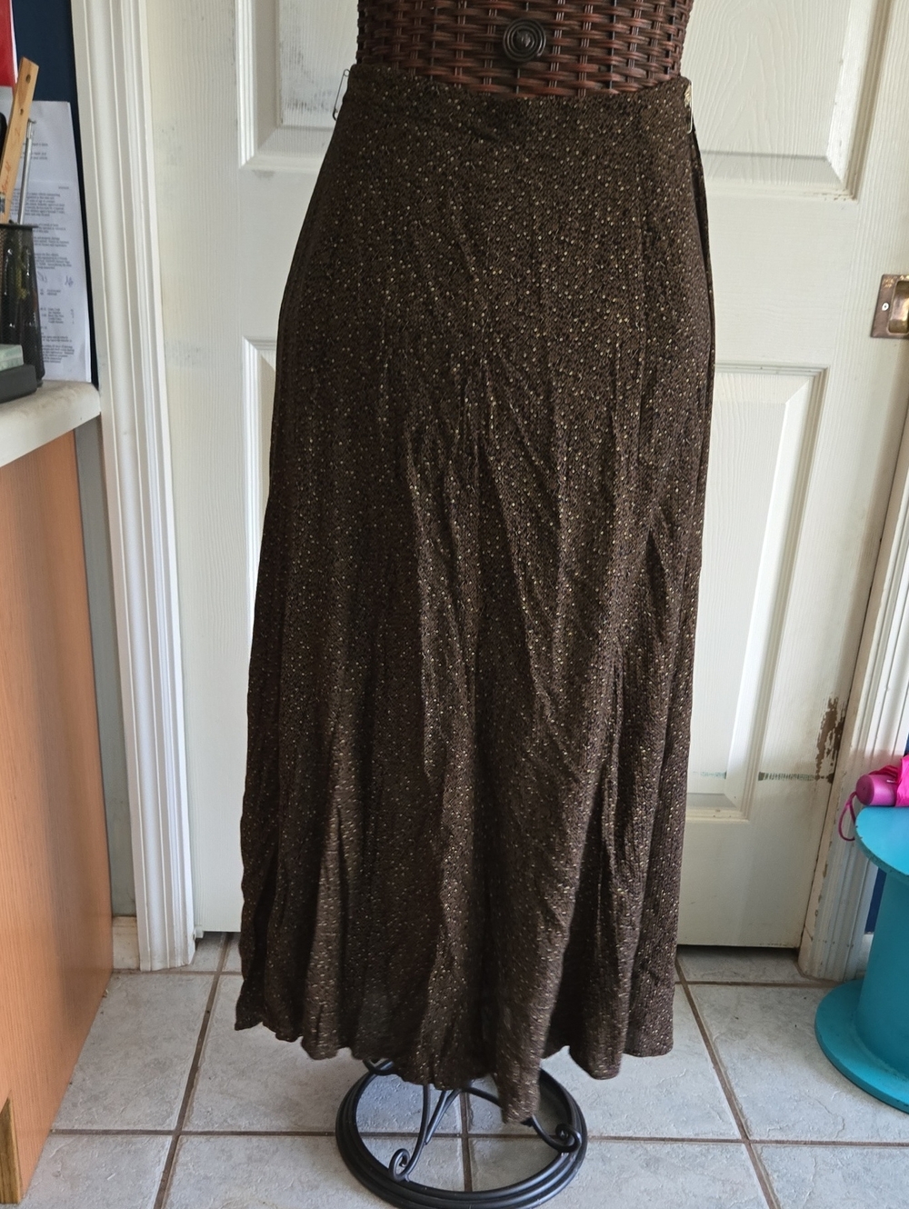 Carole Little Brown Print Maxi Skirt-Size 16